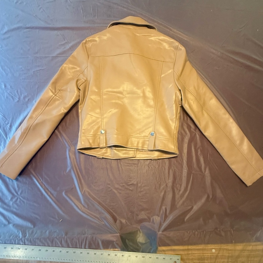 NWT Guess Camel Vegan Leather Jacket for Women Size Small - Picture 3 of 8